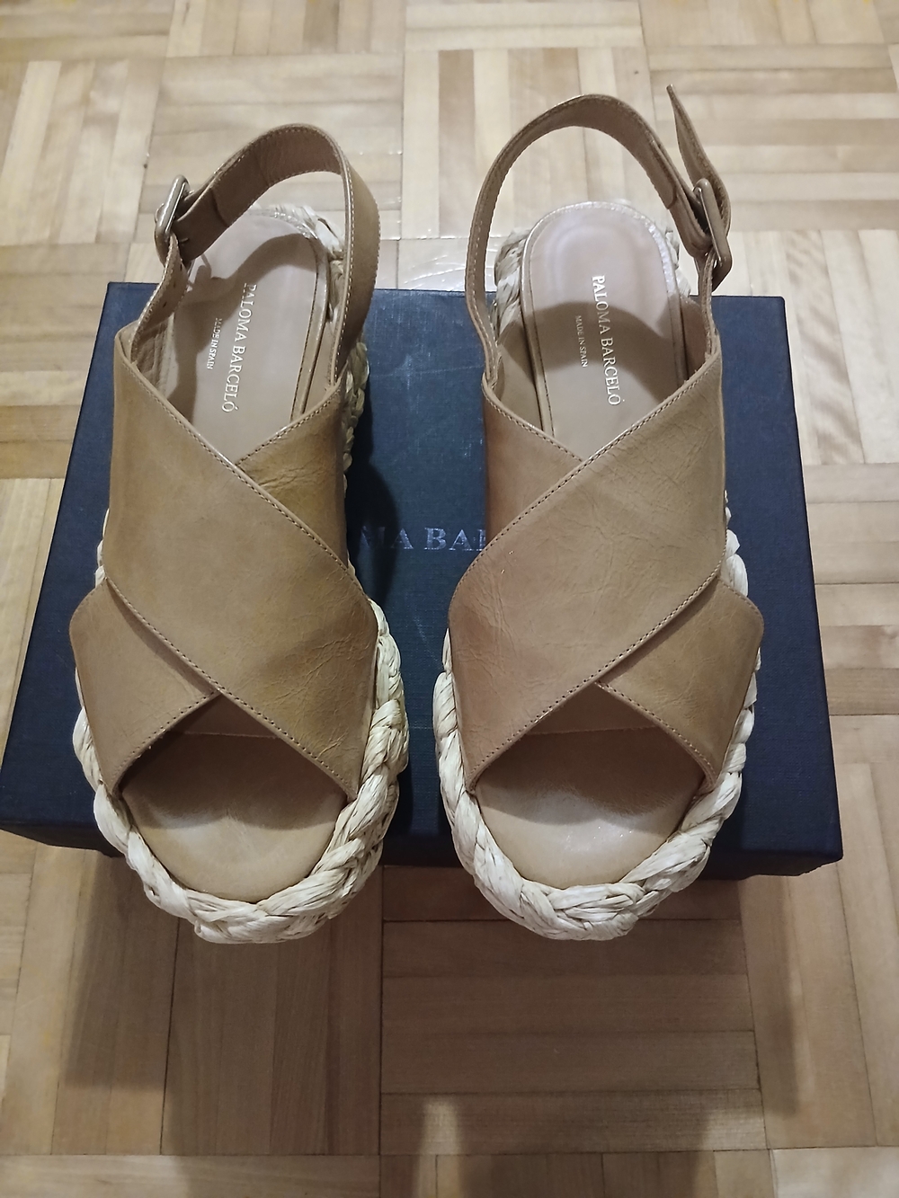 Paloma Barcelo Tan Espadrille Wedge Sandals